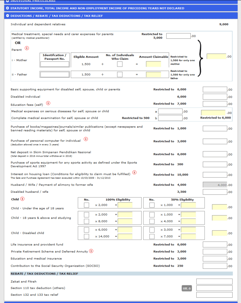 e-filing lhdn borang e