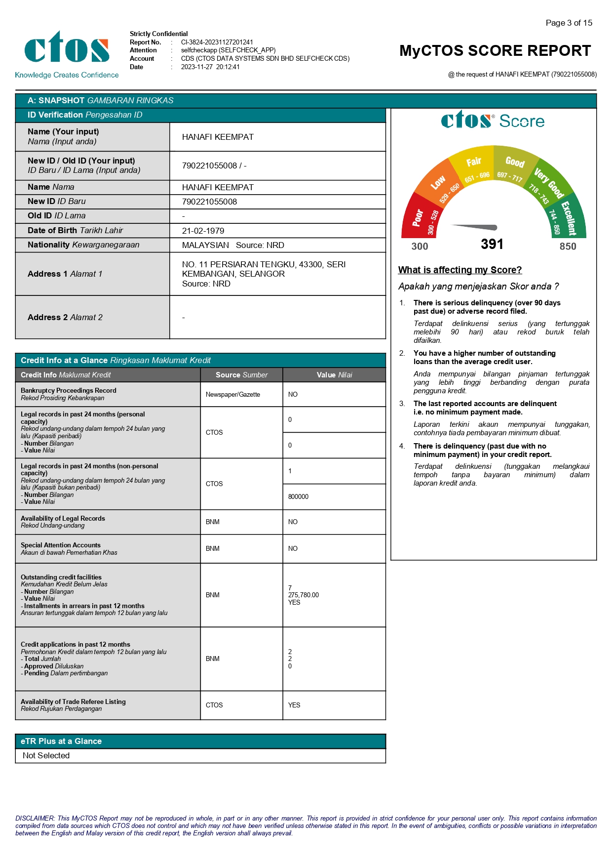 CTOS Credit Report — Page 3