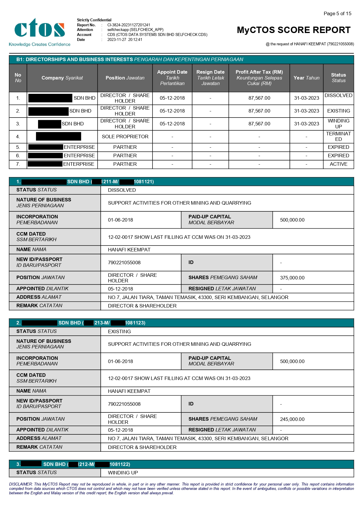 CTOS Credit Report — Page 5