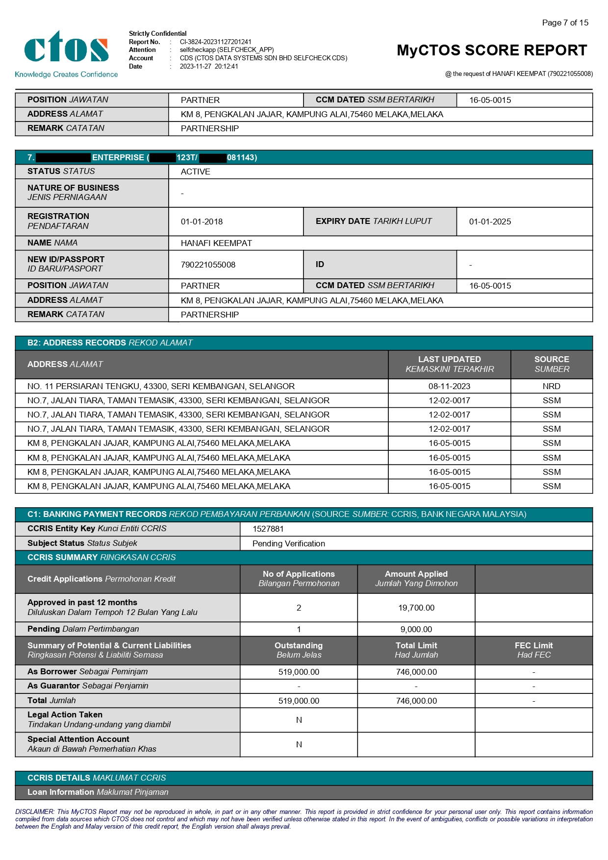 CTOS Credit Report — Page 7
