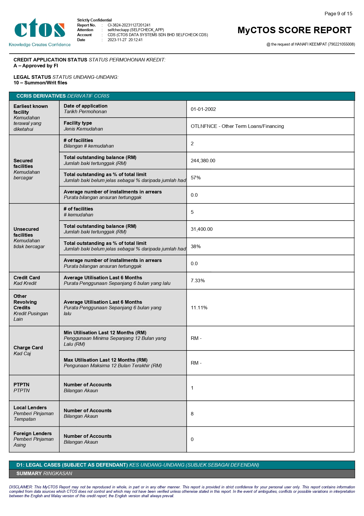 CTOS Credit Report — Page 9